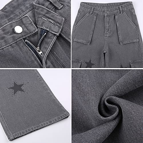 Vintage Punk Print Bell Bottom Jeans for Women