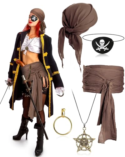 Pirate Captain Costume Set for Women and Men