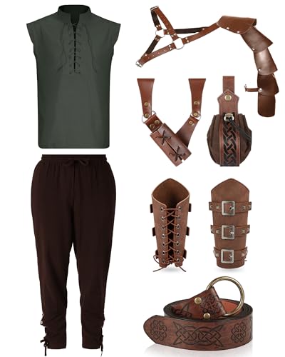 Renaissance Costume Set for Men: Shirt, Pants, Accessories