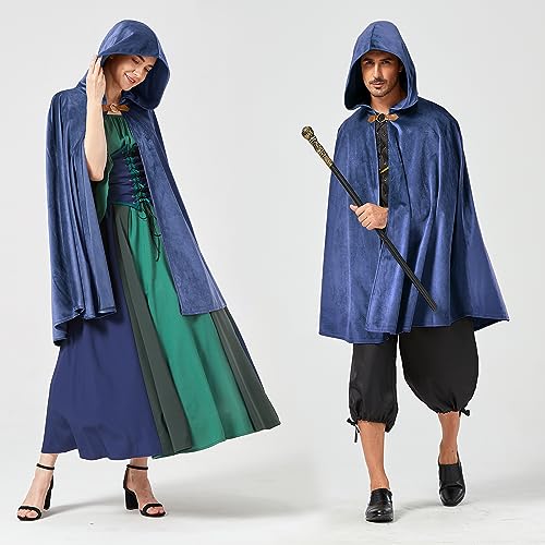 Blue Hooded Cloak for Renaissance and Cosplay