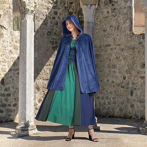 Blue Hooded Cloak for Renaissance and Cosplay