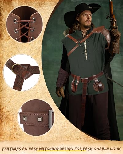 Renaissance Costume Set for Men: Shirt, Pants, Accessories