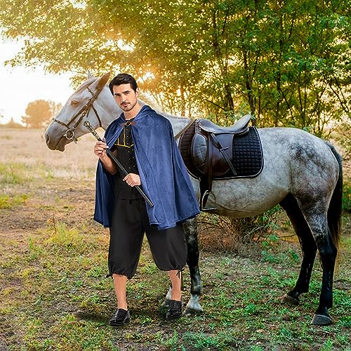 Blue Hooded Cloak for Renaissance and Cosplay