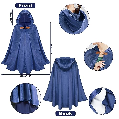 Blue Hooded Cloak for Renaissance and Cosplay
