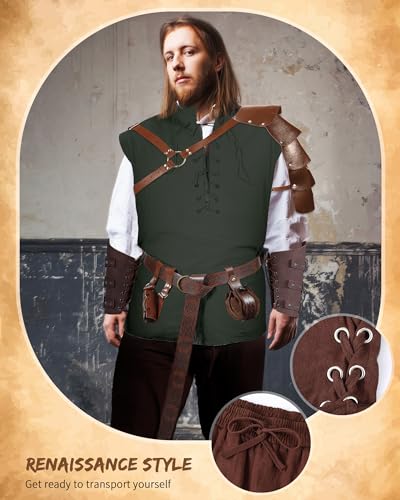 Renaissance Costume Set for Men: Shirt, Pants, Accessories