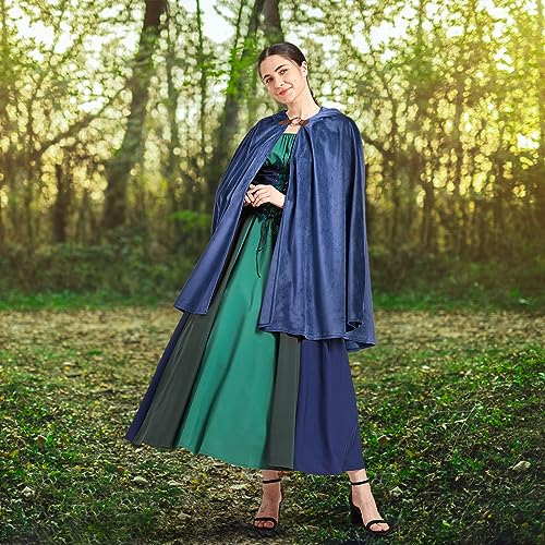 Blue Hooded Cloak for Renaissance and Cosplay