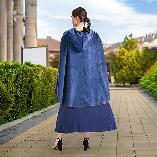 Blue Hooded Cloak for Renaissance and Cosplay
