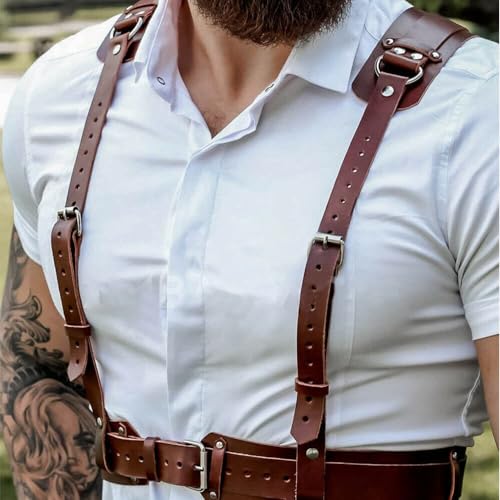 Men's Leather Chest Harness for Dress Shirts