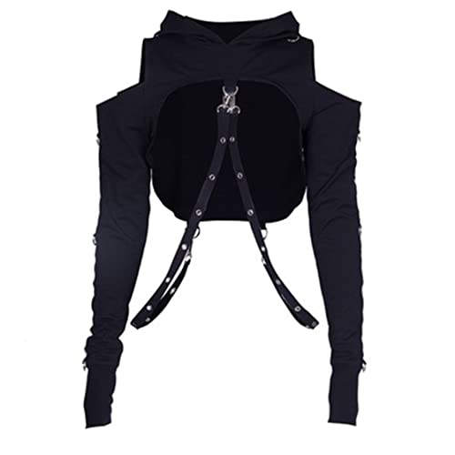 Gothic Punk Bandage Hoodie Crop Top for Festivals
