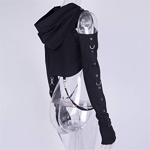 Gothic Punk Bandage Hoodie Crop Top for Festivals