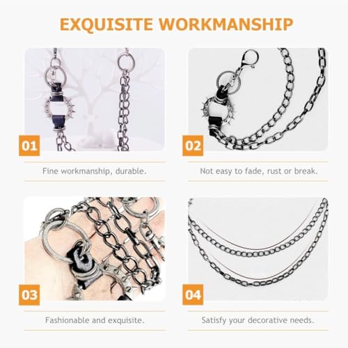ARZASGO Unisex Punk Chains for Pants, Multi-layer