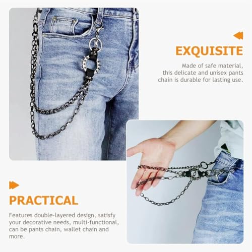 ARZASGO Unisex Punk Chains for Pants, Multi-layer