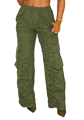 Retro Cargo Pants with Ruched Pockets