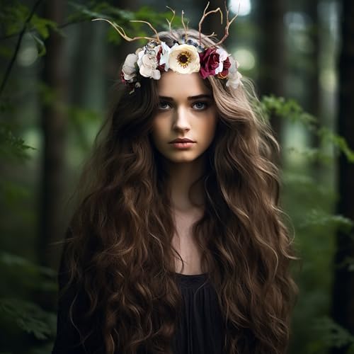 Vivivalue Deer Flower Crown Halo for Festival Photos