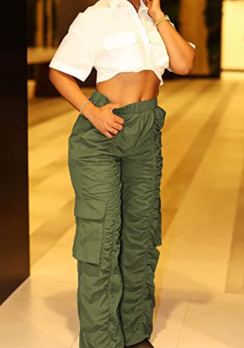 Retro Cargo Pants with Ruched Pockets
