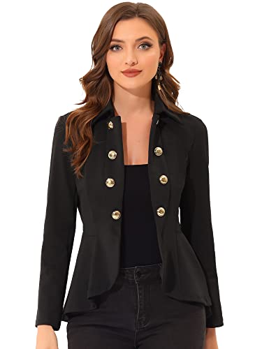 Allegra K Steampunk High Low Hem Peplum Blazer