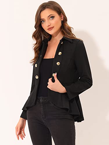 Allegra K Steampunk High Low Hem Peplum Blazer