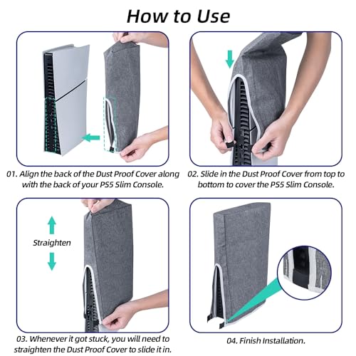 Vertical Dust Cover for PS5 Slim Console - Gray