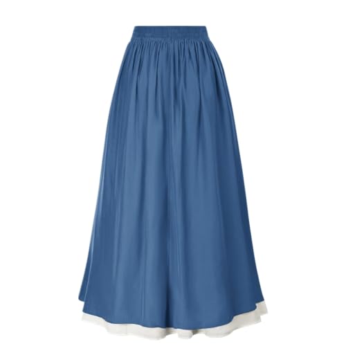 Blue Victorian Steampunk Renaissance Skirt with Double Layers