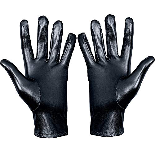 Shiny Metallic Black Costume Gloves for Men, Women, Kids