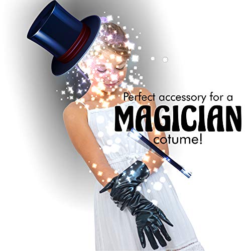 Shiny Metallic Black Costume Gloves for Men, Women, Kids