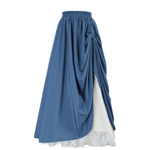 Blue Victorian Steampunk Renaissance Skirt with Double Layers