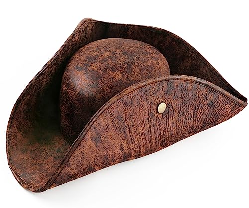 Vintage Brown Pirate Tricorn Hat Unisex Fantasy Fashion