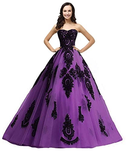 Gothic Lace Corset Ball Gown Purple Size 8