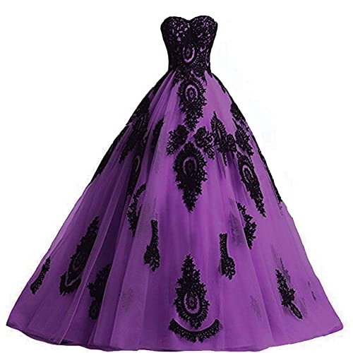 Gothic Lace Corset Ball Gown Purple Size 8