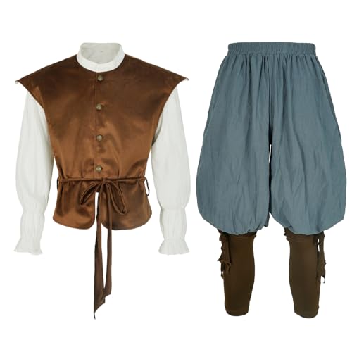 Mens Renaissance Vikings Costume Outfit Medieval Shirt