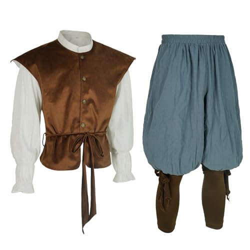 Mens Renaissance Vikings Costume Outfit Medieval Shirt