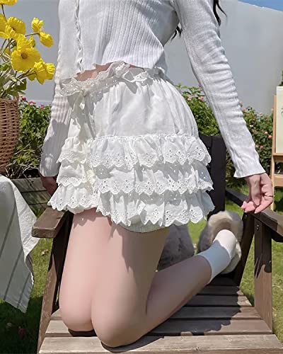 Lace Ruffle Blumer Shorts, White