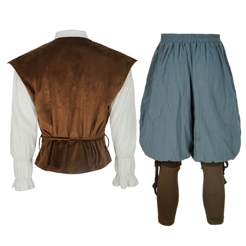 Mens Renaissance Vikings Costume Outfit Medieval Shirt