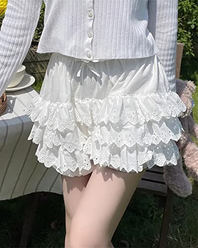 Lace Ruffle Blumer Shorts, White