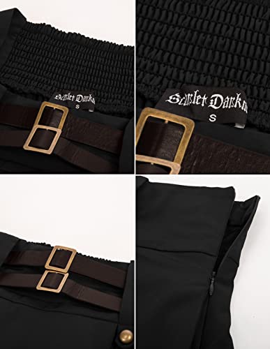 Steampunk Gothic Pirate Skirt High Waist Black Midi