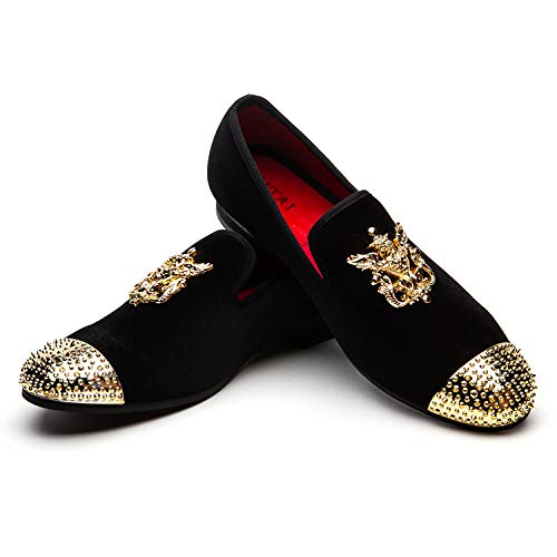 Metallic Textured Glitter Slip-on Loafers, Black, Size 12.5