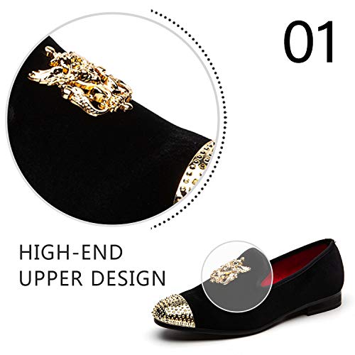 Metallic Textured Glitter Slip-on Loafers, Black, Size 12.5