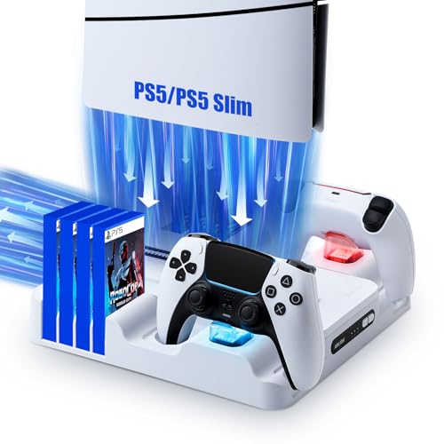 PS5 Slim Stand with Cooling Station & Controller Charger