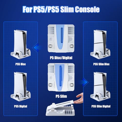 PS5 Slim Stand with Cooling Station & Controller Charger