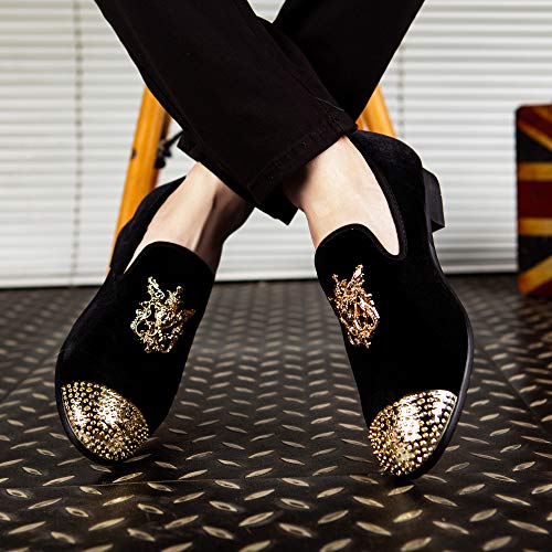 Metallic Textured Glitter Slip-on Loafers, Black, Size 12.5