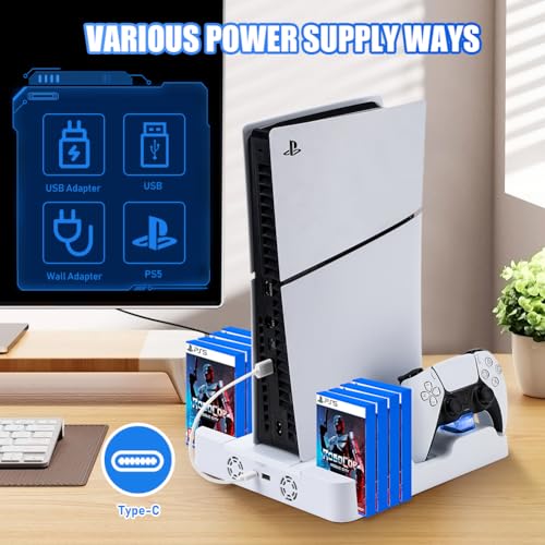 PS5 Slim Stand with Cooling Station & Controller Charger