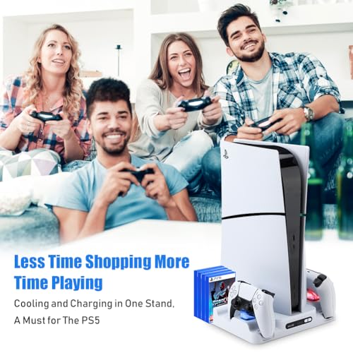 PS5 Slim Stand with Cooling Station & Controller Charger