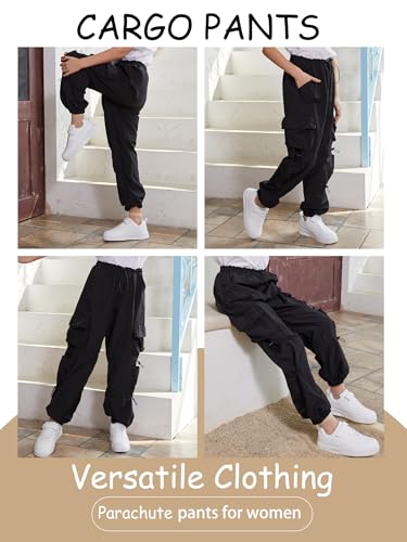 Y2K Black Baggy Parachute Pants Goddess Wear