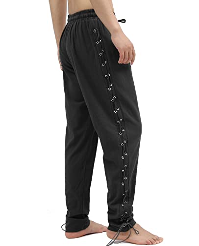 mogenda Men's Medieval Pirate Cosplay Pants (Black)