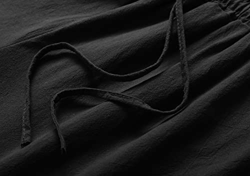 mogenda Men's Medieval Pirate Cosplay Pants (Black)