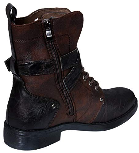 Gothic Brown Leather Ankle Boots with Buckles