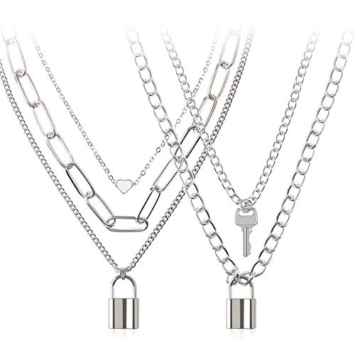 Fantasy Lock Key Necklace Set Jewelry Punk Goth
