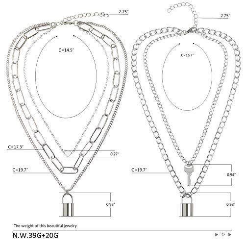 Fantasy Lock Key Necklace Set Jewelry Punk Goth