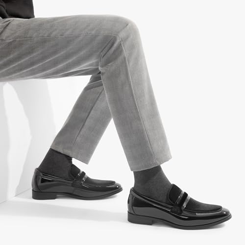 Black Velvet Tuxedo Loafers for Men, Size 12