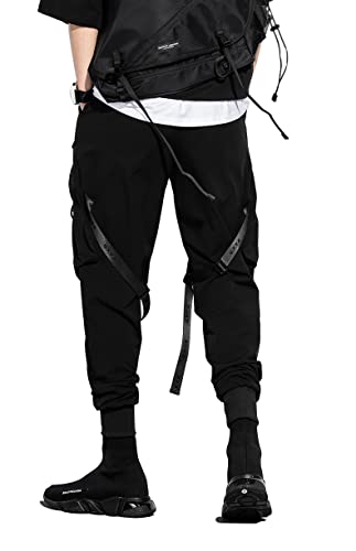Black Techwear Cargo Pants for Men Streetwear Fashion